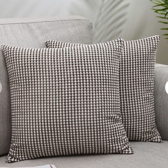 Set Of 2 Pieces, Dual Color Granular Corduroy Square Pillowcase, Comfortable - Picture 1 of 1